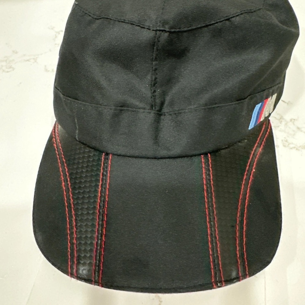 BMW M Series Black Hat Adjustable Back Unique Polyester Cap Red Stripes